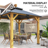 Outsunny 3x(3)M Outdoor Hardtop Gazebo Canopy with 2-Tier Roof and Solid Wood Frame, Outdoor Patio Shelter for Patio, Garden, Grey