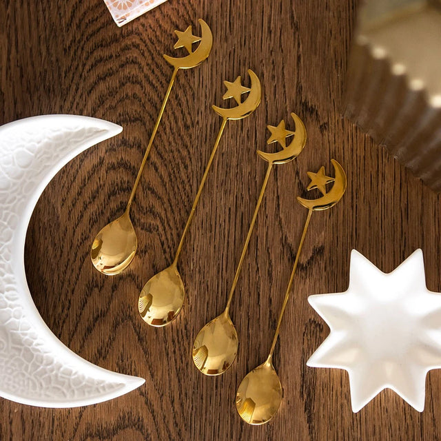 Set of 4 Star and Moon Teaspoons