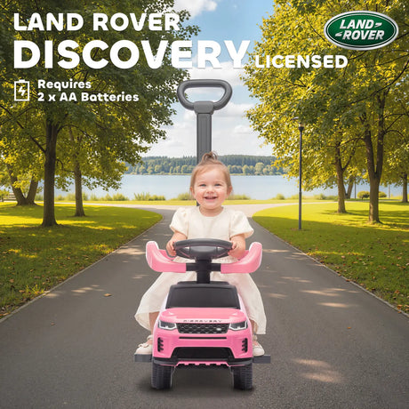 AIYAPLAY LAND ROVER DISCOVERY Licensed Baby Push Car, 2-in-1 Ride on Car with Push Handle and Safety Guardrail, Pink