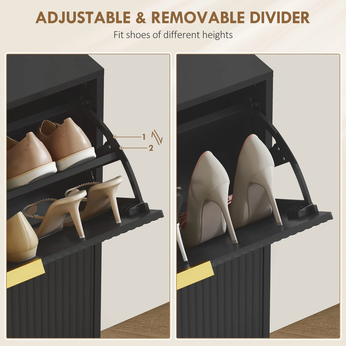 HOMCOM Elegant Four-Drawer Shoe Cabinet - Black