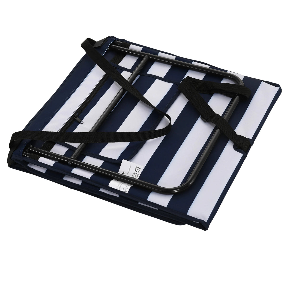 Outsunny Set of 2 Foldable Garden Beach Chair Mat, Outdoor Sun Lounger Seats with Adjustable Back, Magazine Pocket, Carry Bag