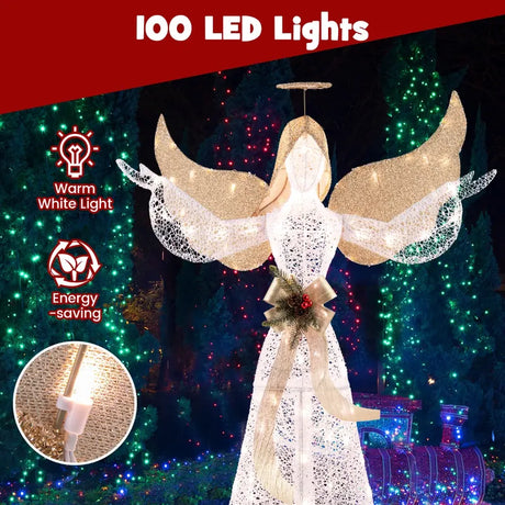 150 cm Lighted Christmas Angel Decoration with 100 LED Lights