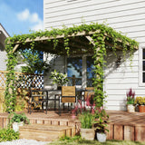 Outsunny Lean-To Wooden Pergola Kit, Decorative Garden Gazebo with Stable Structure and Concrete Anchors, 3 x 3 m, Light Brown