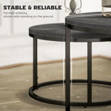 HOMCOM Set of Two Marble-Effect Stacking Tables - Black