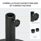 Outsunny Umbrella Base, Heavy Duty Concrete Base Holder with Steel Pole, Round Parasol Stand for Patio, Outdoor, Garden, Black