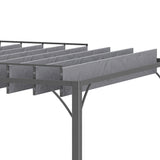Outsunny 4 x 3(m) Outdoor Pergola with Retractable Roof, Aluminium Louvered Patio Gazebo Canopy for Lawn Garden Patio, Grey