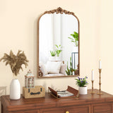Arched Mirror for Wall Gold Traditional Vintage Ornate Baroque Mirror with Metal Frame-S