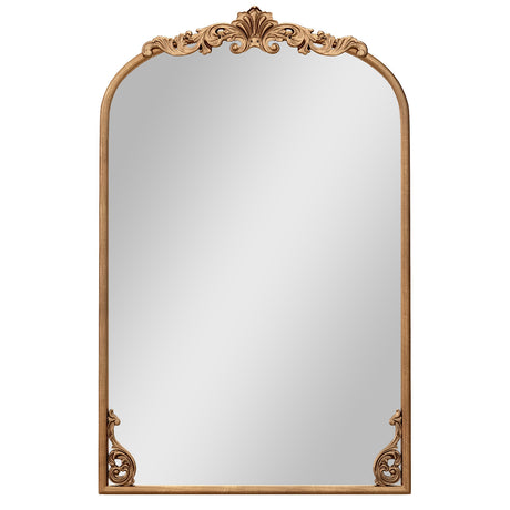 Arched Mirror for Wall Gold Traditional Vintage Ornate Baroque Mirror with Metal Frame-S