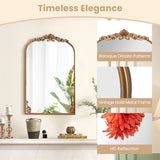 Arched Mirror for Wall Gold Traditional Vintage Ornate Baroque Mirror with Metal Frame-S