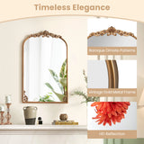 Arched Mirror for Wall Gold Traditional Vintage Ornate Baroque Mirror with Metal Frame-S