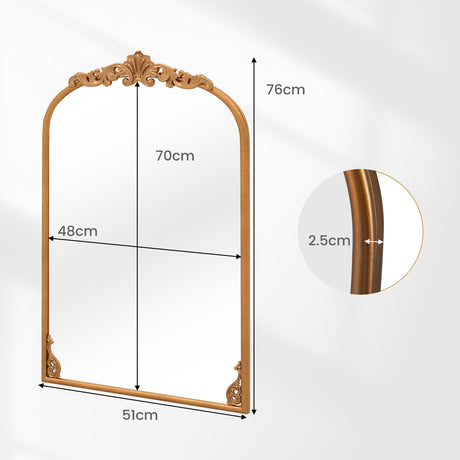 Arched Mirror for Wall Gold Traditional Vintage Ornate Baroque Mirror with Metal Frame-S