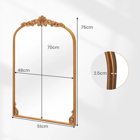 Arched Mirror for Wall Gold Traditional Vintage Ornate Baroque Mirror with Metal Frame-S