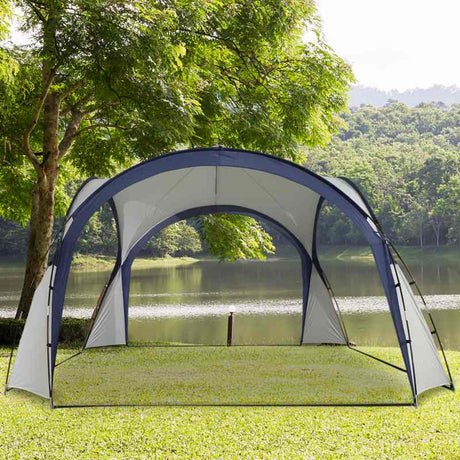 Outsunny Gazebo Party Tent, 3.5x3.5m-Cream/Blue