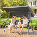 Outsunny 3 Seater Garden Swing Chair, Patio Rocking Bench with Tilting Canopy, Removable Cushion and Steel Frame, Dark Grey