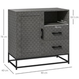 HOMCOM Sideboard with Adjustable Shelf, Freestanding Sideboard Storage Cabinet with Open Compartment and 2 Drawers, Grey