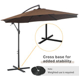 Outsunny 2.45m Overhanging Cantilever Parasol, Heavy Duty Waterproof Garden Umbrella with Cross Base, Brown