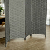 HOMCOM 4-Panel Room Dividers, Wave Fibre Freestanding Folding Privacy Screen Panels, Partition Wall Divider for Indoor Bedroom Office, 170 cm, Grey