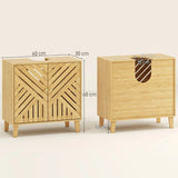 HOMCOM Bamboo Bathroom Under Sink Cabinet with Adjustable Shelf for Basin without Pedestal - Natural