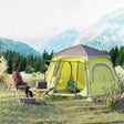 Outsunny Instant Pop Up Camping Tent, 2/3/4 Person Easy Setup Dome Family Tent with Vestibule, Rainfly, 4 Mesh Windows & 2 Doors, Hexagonal Design, Waterproof & UV Protected, Yellow Green