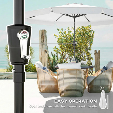 Outsunny 3 m Garden Parasol with Tilt Mechanism & Crank Handle, UPF 30+ Patio Umbrella Outdoor Table Umbrella, Cream White