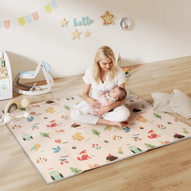 AIYAPLAY Foldable Baby Play Mat Double-Sided, Reversible Foam Soft Crawling Mat for Toddlers, for Bedroom, Nursery and Playroom