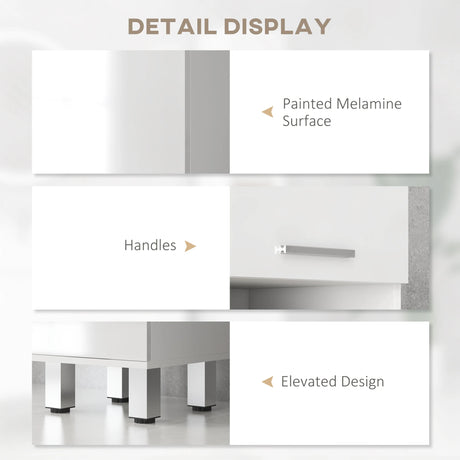 kleankin 71" Tall Slim Bathroom Storage Cabinet, Tall Narrow Cupboard with Drawer, Open Shelves, 2 Doors Cabinets and Adjustable Shelves for Kitchen, Hallway, Living Room, High Gloss White