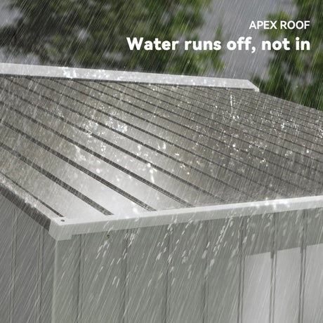 Outsunny Metal Bike Shed, Mobility Scooter Shed House with Foundation Kit, Ventilation, Doors, 9 x 6FT, Silver