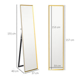 HOMCOM Full Length Mirror, 37 x 157cm Wall Mounted, Leaning, Free Standing Mirror, Framed Full Body Mirror for Living Room, Bedroom, White