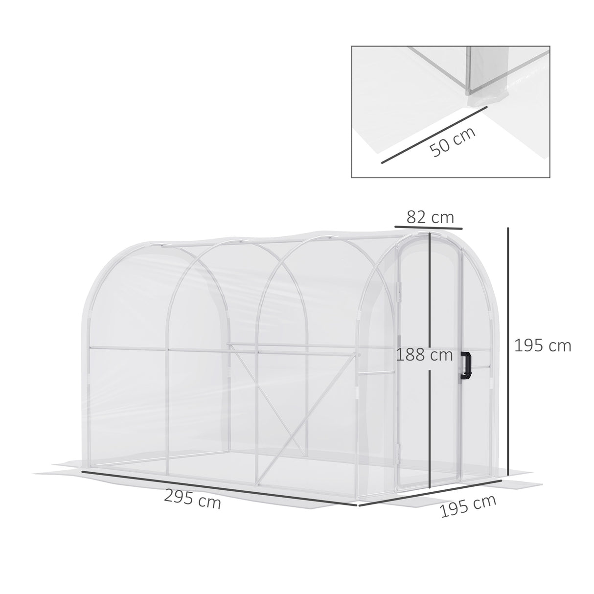 Outsunny Polytunnel Greenhouse Walk-in Grow House with PE Cover, Door and Galvanised Steel Frame, 3 x 2 x 2m, Clear