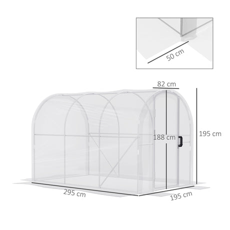 Outsunny Polytunnel Greenhouse Walk-in Grow House with PE Cover, Door and Galvanised Steel Frame, 3 x 2 x 2m, Clear