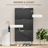 HOMCOM Elegant Three-Drawer Shoe Cabinet - Black