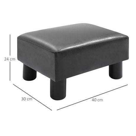 HOMCOM  Footstool Footrest Small Seat Foot Rest Chair Ottoman Home Office with Legs 40 x 30 x 24cm, Black