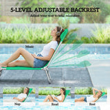 Outsunny Set of Two Steel Frame Sun Loungers, with Reclining Backs - Dark Green