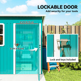 Outsunny 7 x 4ft Galvanised Steel Garden Shed, with Lock and Gloves - Green
