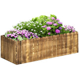 Outsunny 109L Raised Garden Bed, Wooden Rectangle Planter Box, Outdoor Herb Vegetable Flower Pot (100L x 40W x 30H cm)