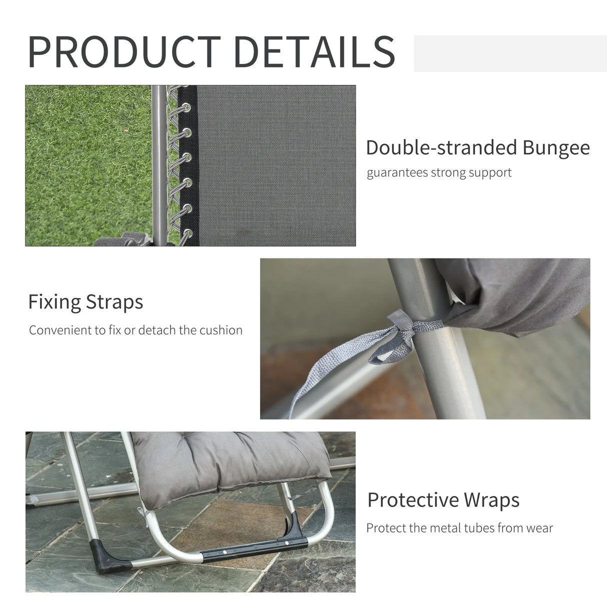 Outsunny 2pc Reclining Zero Gravity Sun Loungers ,Folding Chaise Lounge Chair with Cushions, Dark Grey