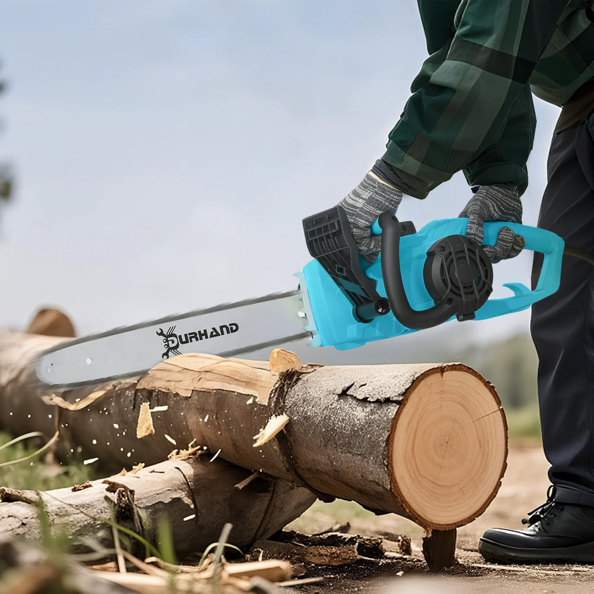 DURHAND 2000W Powerful Electric Chainsaw, 16" Aluminium Blade Portable Corded Chain Saw, 7250rpm Chain Saw for Garden Tree Pruning, 13m/s Chain Speed Auto Chain Lubrication to Cut Wood, Blue