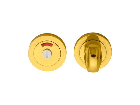TURN & RELEASE WITH INDICATOR ON CONCEALED FIX ROUND ROSE (4.9 X 67MM SPINDLE) - POLISHED BRASS - 51MM - SET