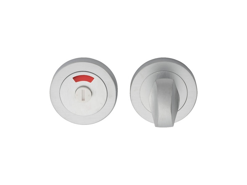 TURN & RELEASE WITH INDICATOR ON CONCEALED FIX ROUND ROSE (4.9 X 67MM SPINDLE) - SATIN CHROME - 51MM - SET