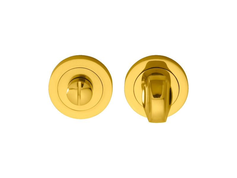 TURN & RELEASE ON CONCEALED FIX ROUND ROSE (4.9 X 67MM SPINDLE) - POLISHED BRASS - 51MM - SET