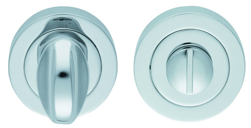 TURN & RELEASE ON CONCEALED FIX ROUND ROSE (4.9 X 67MM SPINDLE) - POLISHED CHROME - 51MM - SET
