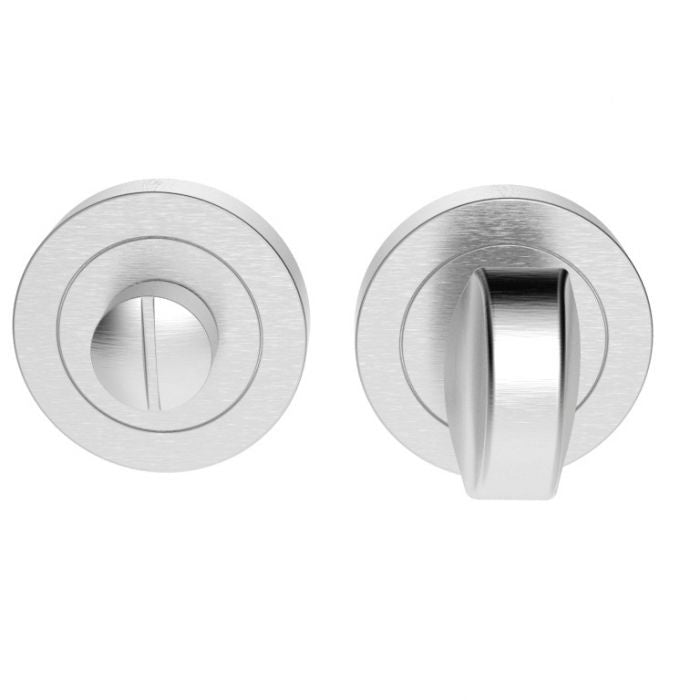 TURN & RELEASE ON CONCEALED FIX ROUND ROSE  (4.5 X 67MM SPINDLE) - SATIN CHROME - 51MM - SET