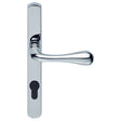 NARROW PLATE - (AS1NP) ASTRO LEVER LOCK EURO PROFILE FURNITURE (92MM C/C) CRO (POLISHED CHROME) - POLISHED CHROME - 208mm  x 26mm - PAIR