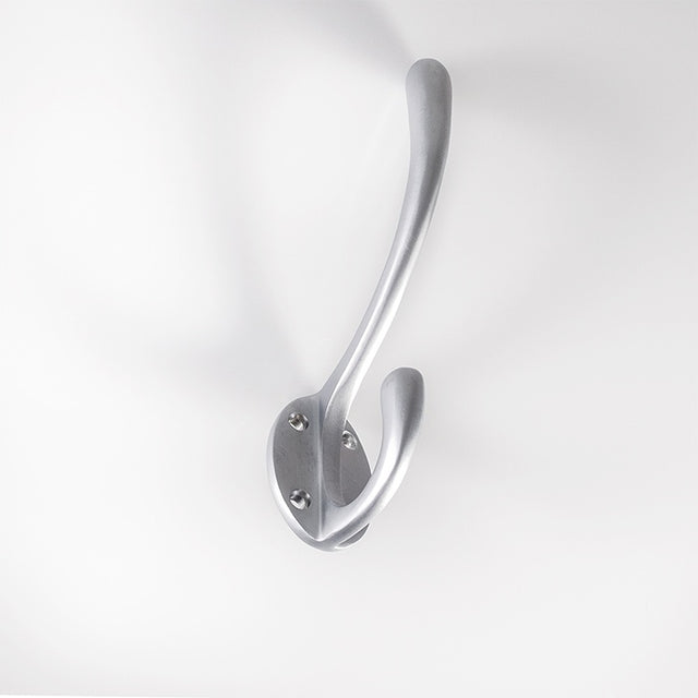 HEAVY ARCHITECTURAL QUALITY HAT & COAT HOOK - SATIN CHROME - 143mm - EACH