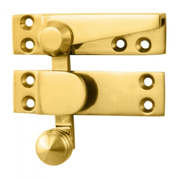 ARCHITECTURAL QUALITY SASH FASTENER (QUADRANT ARM) - POLISHED BRASS - 70MM X 20MM - EACH