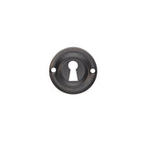 VICTORIAN ESCUTCHEON LOCK PROFILE ROUND FACE FIX - MATT BLACK - EACH