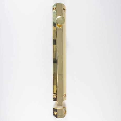 254 X 36MM SURFACE BOLT C/W KEEP FLAT & ANGLED MORTICE KEEPS - POLISHED BRASS - 254MM - EACH