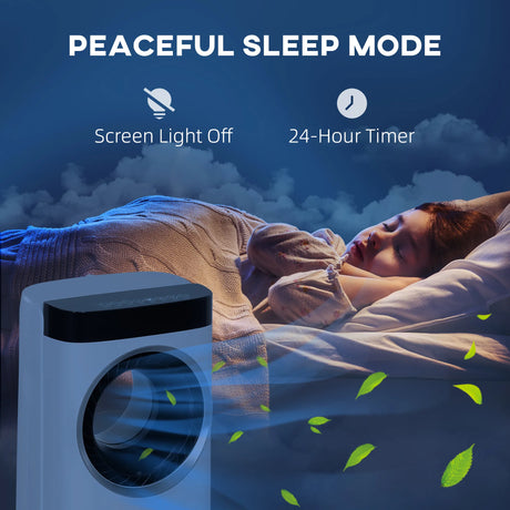 HOMCOM Evaporative Air Cooler, 6.5L 4-in-1 Bladeless Portable Cooler, Fan, Humidifier, Air Clean Anion with Oscillation, 6 Speeds, 24H Timer, Sleep Mode, 2 Ice Packs, Wheels, Remote, for Home Office