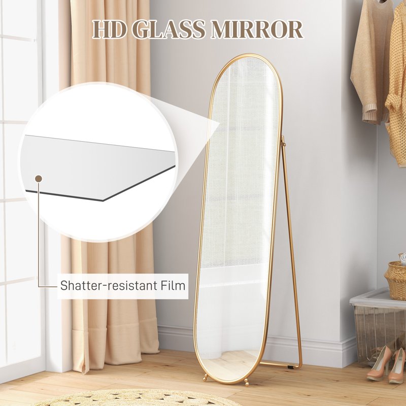 HOMCOM Two-Way Curved Full Length Mirror - Gold Tone