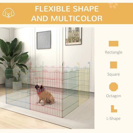 PawHut Pet Playpen Crate, with Eight Panels, Door, for Indoors and Outdoors, 60H x 156cm